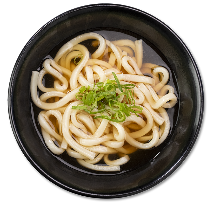 Kake udon in clear broth with green onions